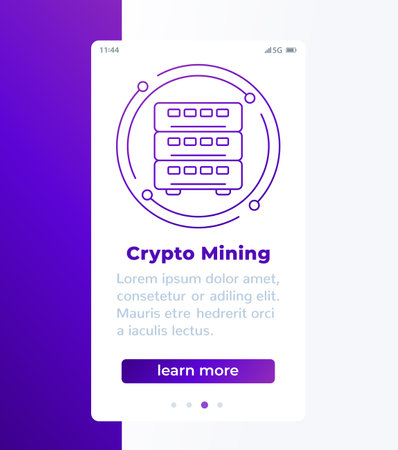 crypto mining banner, cryptocurrency miner iconのイラスト素材