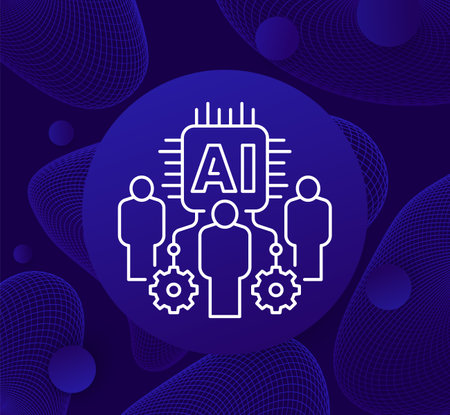 Human-AI interaction icon, Artificial intelligenceのイラスト素材