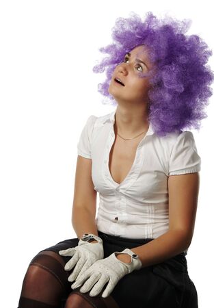 The ridiculous girl the clown with lilac hairの写真素材