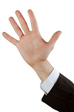 sign from one hand isolated on whiteの写真素材