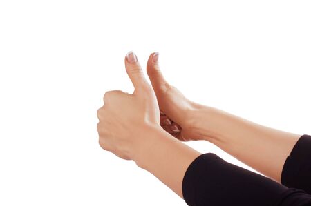 sign from one hand isolated on whiteの写真素材