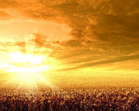 Image of a rural landscape under shining sunlightの写真素材