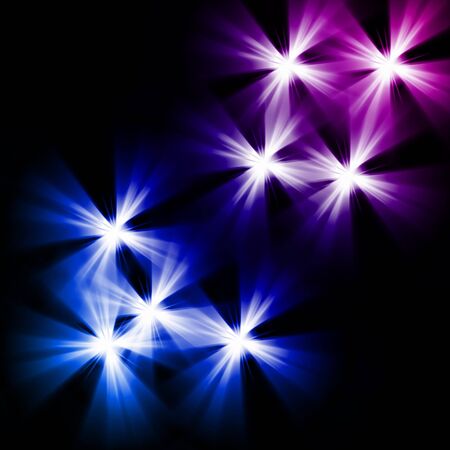 Black background with multiple colourful shining starsの写真素材