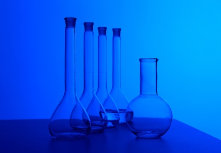 Image of chemistry laboratory equipment and glass tubesの写真素材