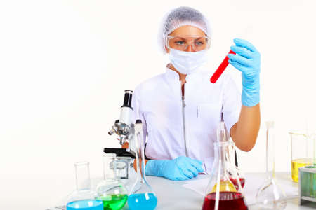 Young female scientist in a chemistry laboratoryの写真素材