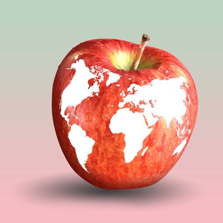 Picture of an apple as a planet Earth modelの写真素材