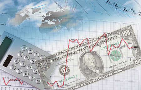 Collage of financial and business charts and graphsの写真素材