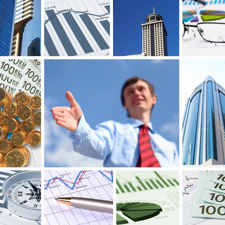 Collage of financial and business charts and graphsの写真素材