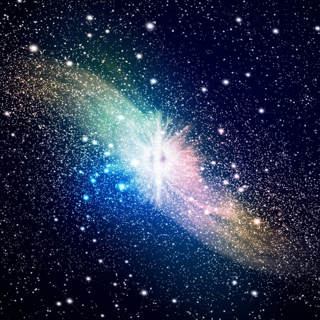 Image of glowing galaxy against black space and starsの写真素材