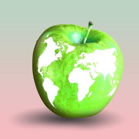 Picture of an apple as a planet Earth modelの写真素材