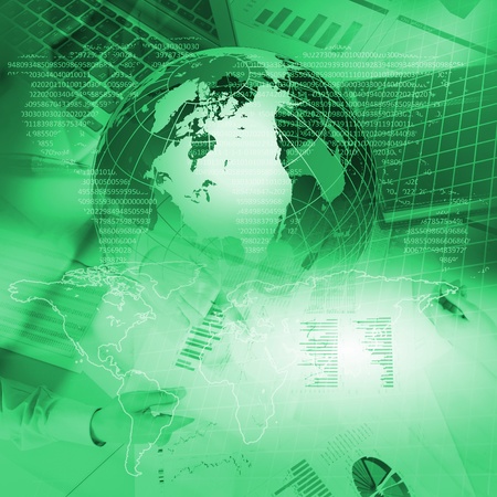 Colour collage with financial and business charts and graphsの写真素材