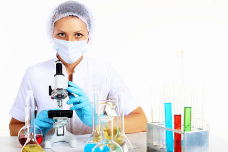 Young female scientist in a chemistry laboratoryの写真素材