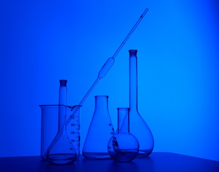 Image of chemistry laboratory equipment and glass tubesの写真素材