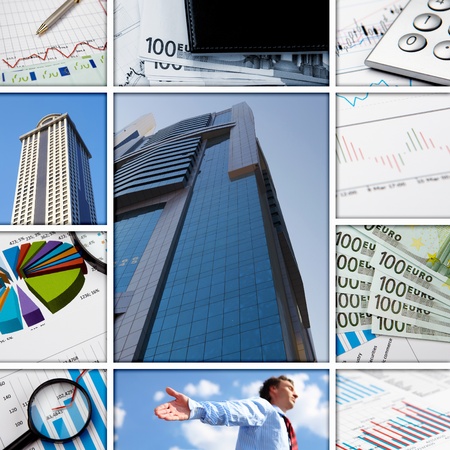 Collage of financial and business charts and graphsの写真素材