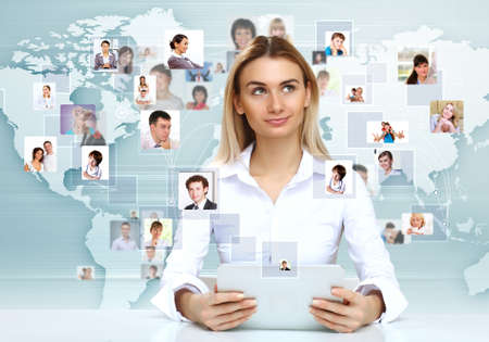 Portrait of a young businesswoman making presentationの写真素材