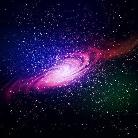Image of glowing galaxy against black space and starsの写真素材