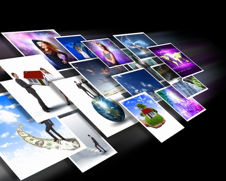 Colour images flow representing modern media technologyの写真素材