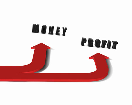 Image of two colour arrows with bussiness words