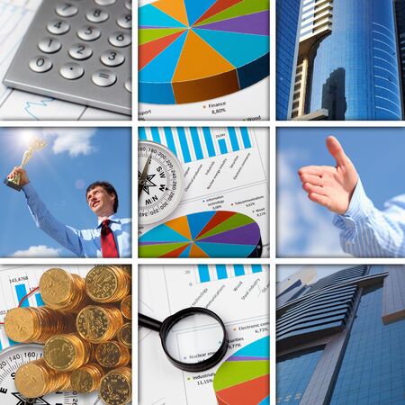 Collage of financial and business charts and graphsの写真素材