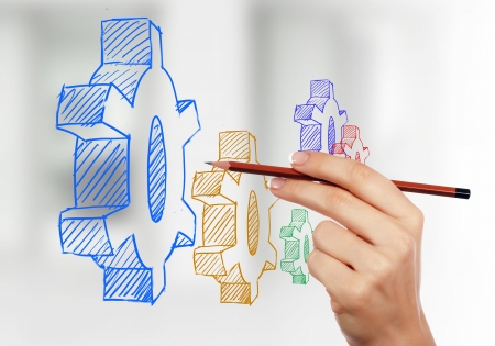 Colour wheels as symbols of engineering and designの写真素材