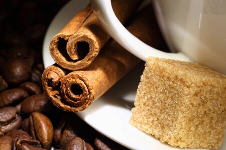 Image of coffee beans and white cupの写真素材