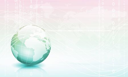 Planet earth and technology background with computer objectsの写真素材