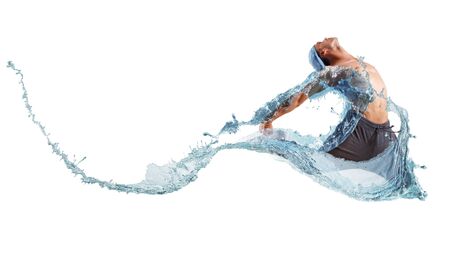 young man in a blue cap dancing hip hop - collageの写真素材