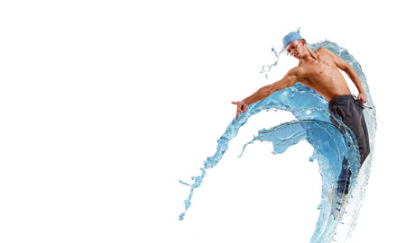 young man in a blue cap dancing hip hop - collage