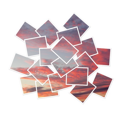 Image of a photograph cut into piecesの写真素材