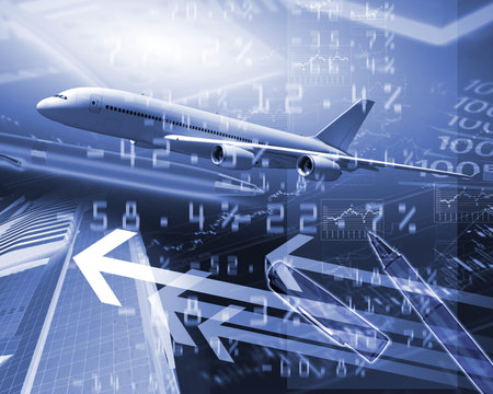 Image of a plane against business background