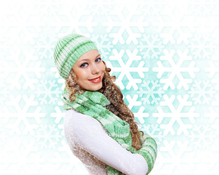 Young pretty woman with lomng hair wearing warm pullover