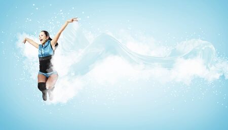 Young woman dancer illustration  With lights effect の写真素材