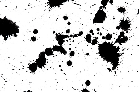 Black drop ink splatter  Gloss brush paint spot, grunge blot, art blob, oil, abstract droplet  Splat, liquid illustration の写真素材