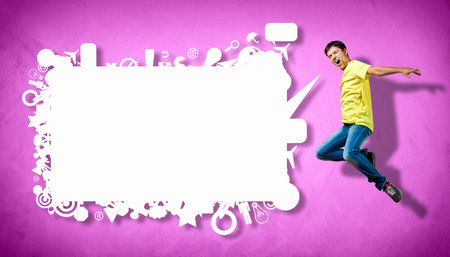 Modern style male dancer jumping and posing  Illustration