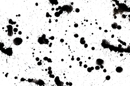 Black drop ink splatter  Gloss brush paint spot, grunge blot, art blob, oil, abstract droplet  Splat, liquid illustration の写真素材
