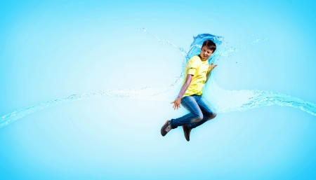 Modern style male dancer jumping and posing  Illustrationの写真素材