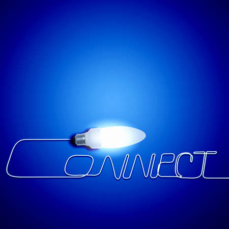 Electric bulb and word connect  Conceptual illustrationの写真素材