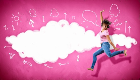 Modern style female dancer jumping and posing  Illustrationの写真素材