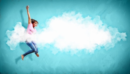 Modern style female dancer jumping and posing  Illustrationの写真素材