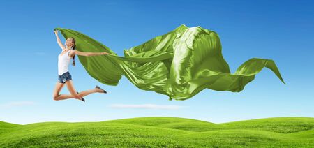 Modern style female dancer jumping and posing  Illustrationの写真素材