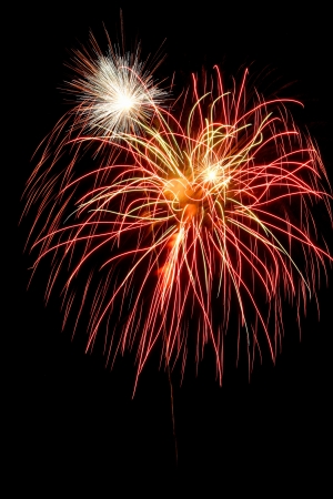 Colorful fireworks on the black sky backgroundの写真素材