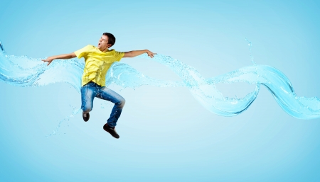 Modern style male dancer jumping and posing  Illustrationの写真素材
