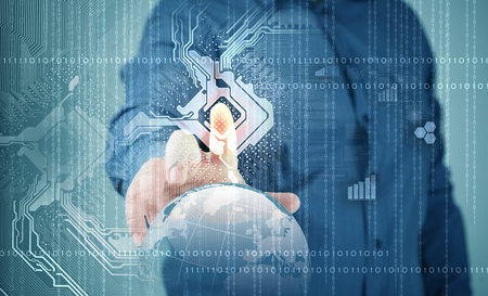 The future technology  touch button inerface illustration