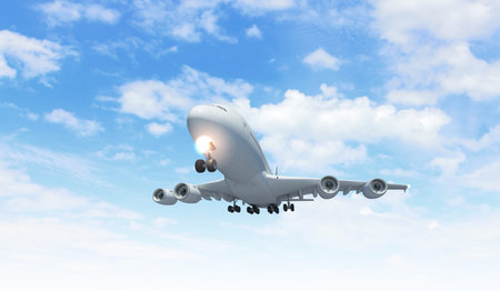Large passenger airplane flying in the sky