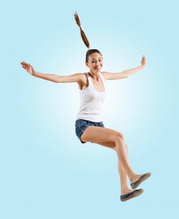 Modern style female dancer jumping and posing  Illustrationの写真素材