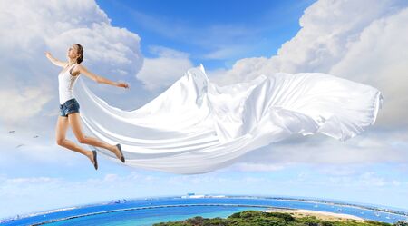 Modern style female dancer jumping and posing  Illustrationの写真素材