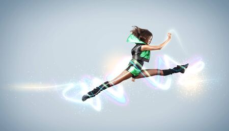 Young woman dancer illustration  With lights effect の写真素材