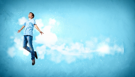 Modern style male dancer jumping and posing  Illustrationの写真素材