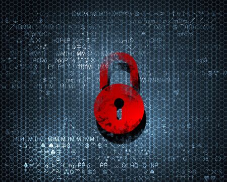 Security concept  Lock on digital screen, illustrationの写真素材
