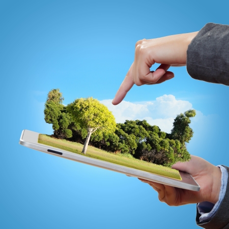 Modern green technology for ecology protection illustrationの写真素材